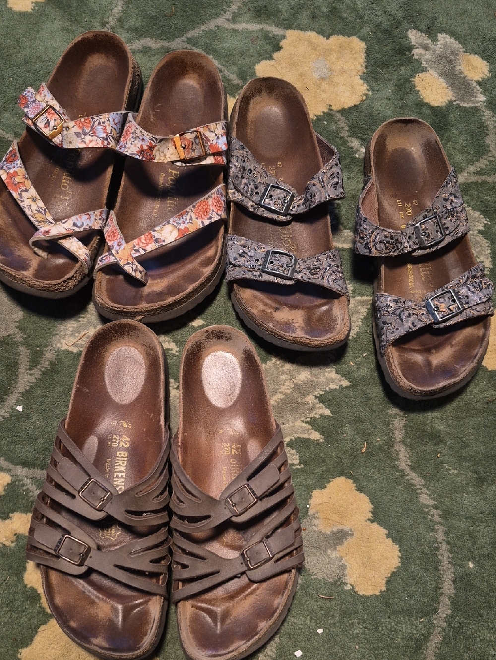 Birkenstock Kids Floral Pink & Blue and Brown Double-Strap Sandals